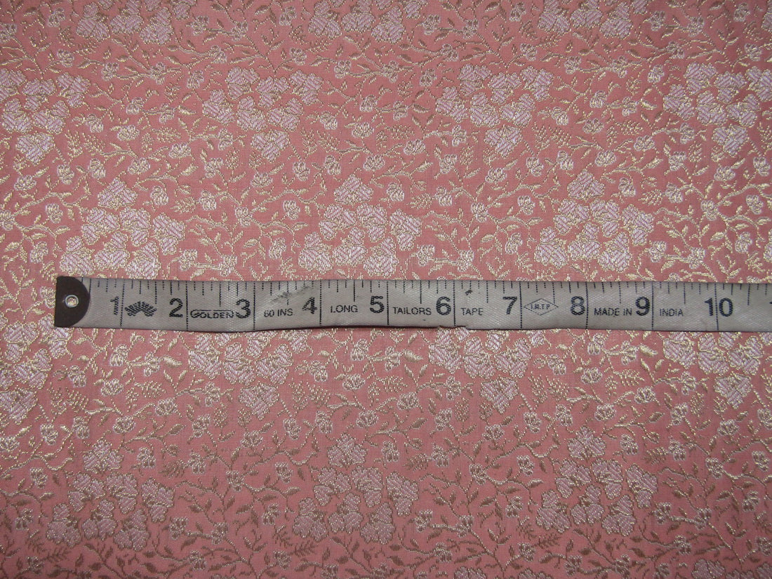 Brocade fabric peach,pink x metallic gold color 44" wide BRO763[1]