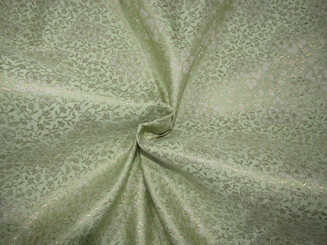 Brocade fabric mint green x metallic gold color 44" wide BRO763[2]