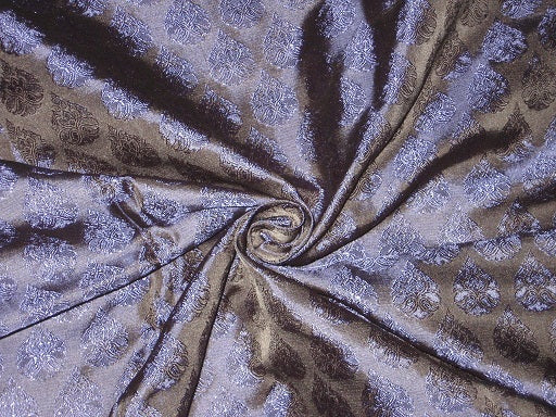 Silk Brocade fabric Blue &amp; Black BRO188[6]