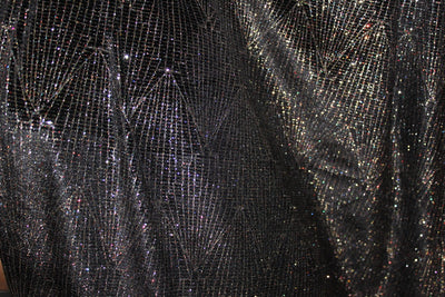 BLACK Lycra multi color shimmer fabric 58&quot;wide FF21