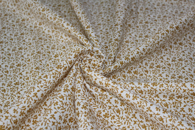 100% Linen Beautiful Gold Floral Print Fabric 58" wide[10130]