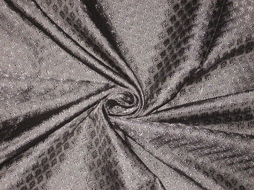 Silk Brocade fabric Jet Black color