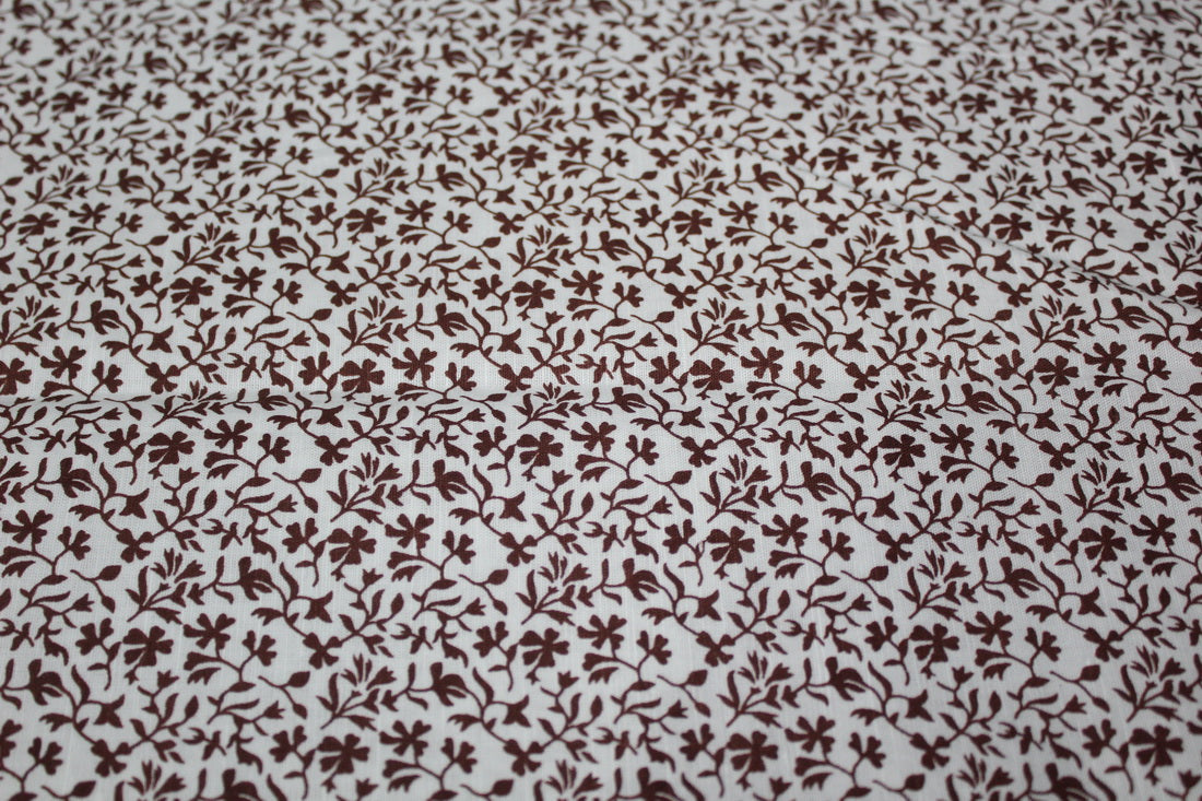 100% Linen Beautiful Brown Floral Print Fabric 58" wide[10131]