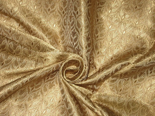 Silk Brocade fabric Gold color