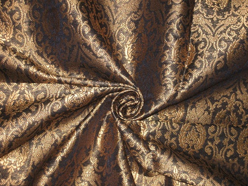 Silk Brocade fabric Gold metallic &amp; Black color available for bulk preorder