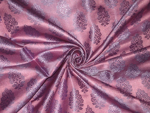 Spun Silk Brocade Fabric Pinkish Lavender &amp; Lilac 44&quot;