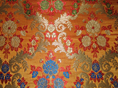 Heavy Brocade Fabric Multi Color,Yellow &amp; Metallic Gold color 36" wide BRO363[3]