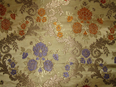 Silk Brocade Fabric Multi Color & Metallic Gold color 36" wide BRO363[2]