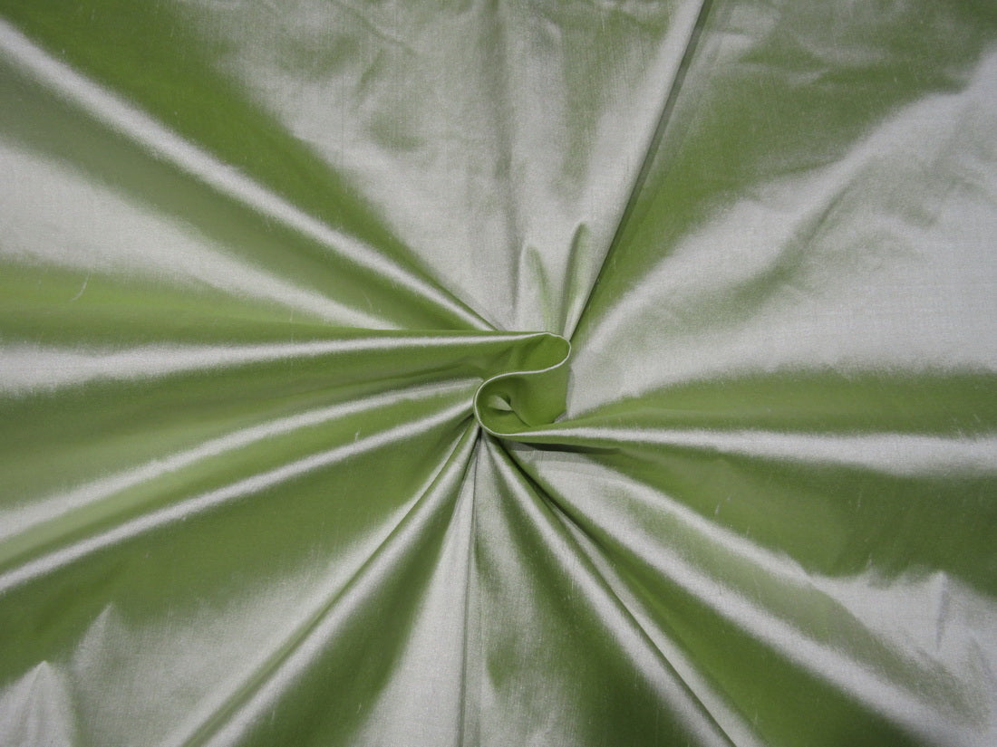 100% Pure silk dupion ivory x mint green colour 54" wide [DUP313[1]roll]