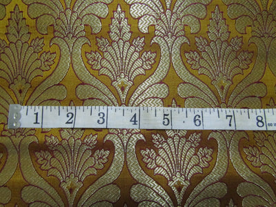 Brocade Fabric Red,Mustard &amp; Metallic Gold color 44&quot