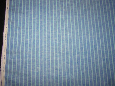 100% Linen Blue and Green stripe 60's Lea Fabric 58" wide [10557]