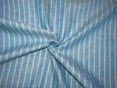 100% Linen Blue and Green stripe 60's Lea Fabric 58" wide [10557]