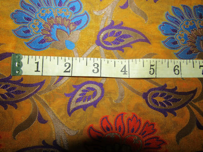 BROCADE FABRIC Multi color &amp; Metallic Gold color 44" wide BRO261[3]