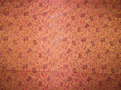 SILK BROCADE FABRIC Red,Brown & Black color 44" wide BRO160[4]