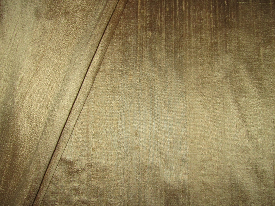100% Pure Silk Dupioni Fabric Golden Green colour 54" wide with slubs