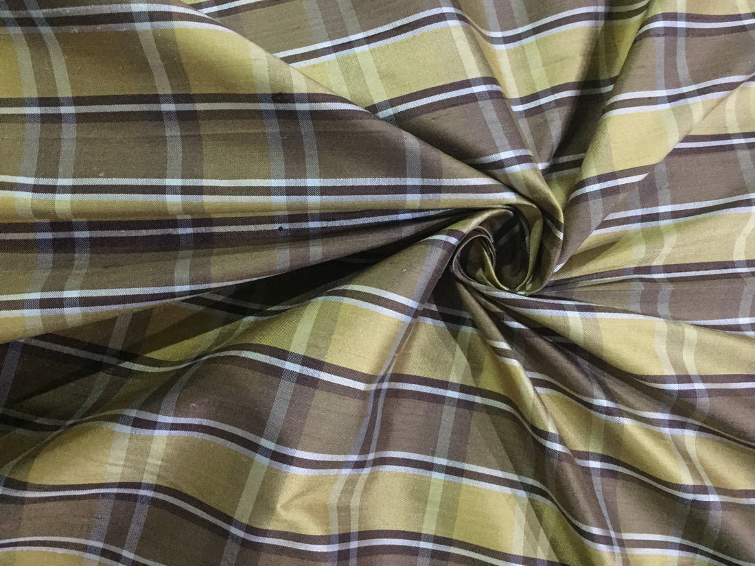 100% silk dupion Plaids fabric 54&quot; wide DUPNEWC1