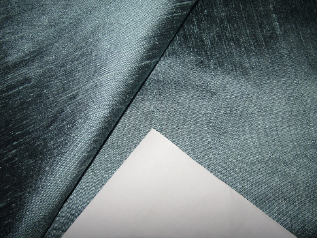 100% pure silk dupioni fabric blue x black greyish blue colour 54" wide with slubs MM86[2]