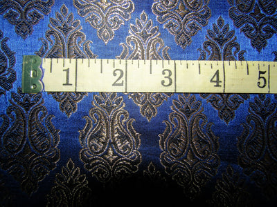 Silk Brocade Fabric Royal Blue,black & Metallic Gold Color 44" wide BRO362[3]