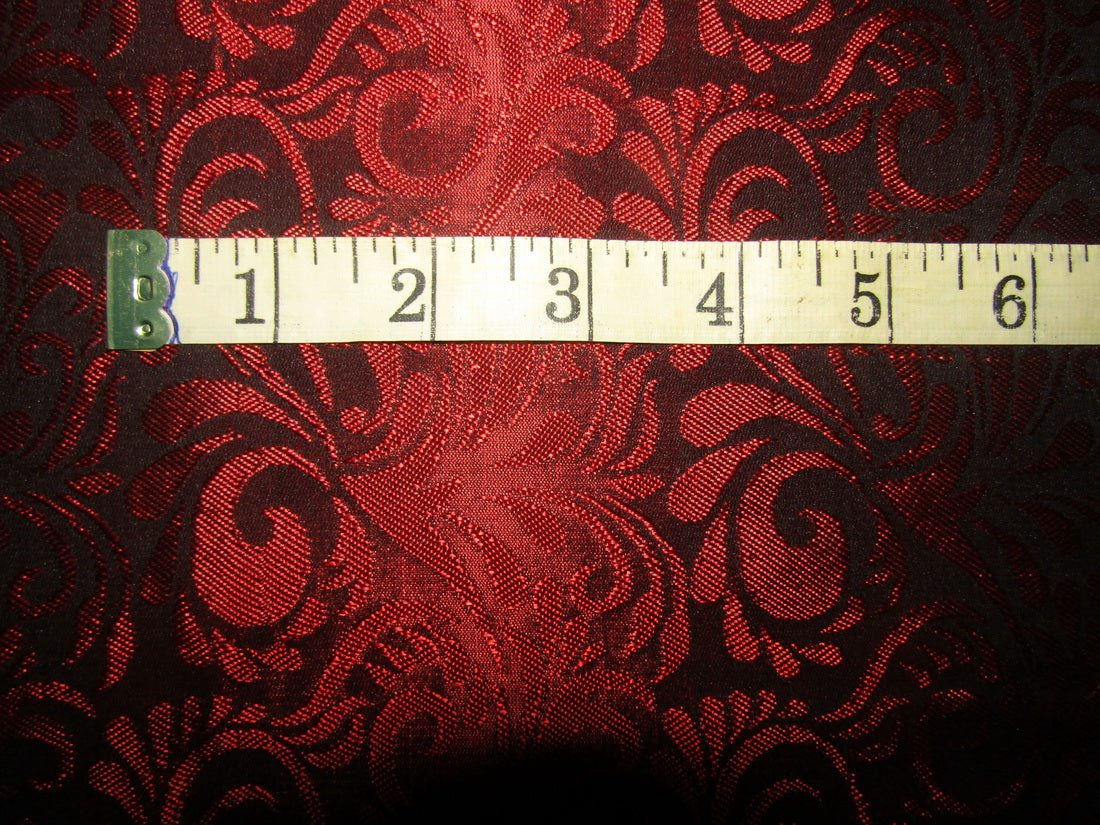 FAUX Silk Brocade fabric Red &amp; Black 44&quot;