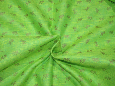 Superb Quality Linen lime green gold print fabric 58" wide [10586]