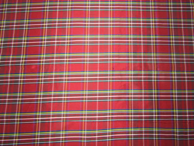 100% Pure Silk Dupion Red Scottish tartan plaids Fabric 54" wide DUP#C121[2] [10580]