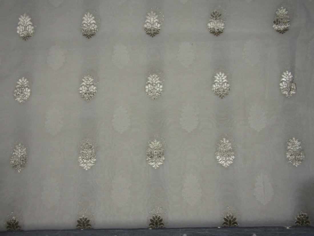 Silk Cotton Chanderi Fabric Natural ivory x metallic gold 44'' wide [10924]