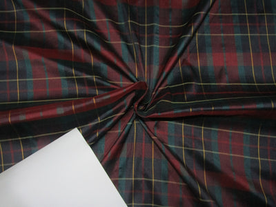 Silk dupion red navy green plaids Fabric 54" wide DUP#C122[2]
