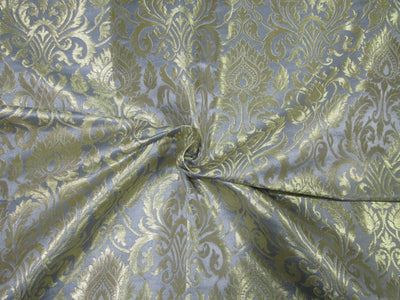 Heavy Brocade fabric BLUEISH GREY x metallic gold color 36&quot;
