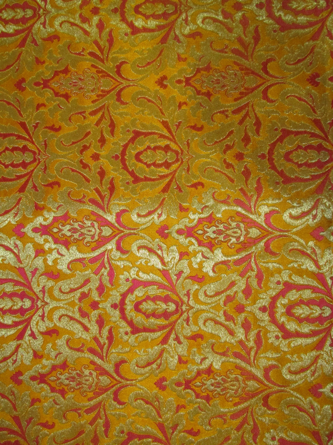 Heavy Brocade fabric mango gold/pink x metallic gold color 36&quot;