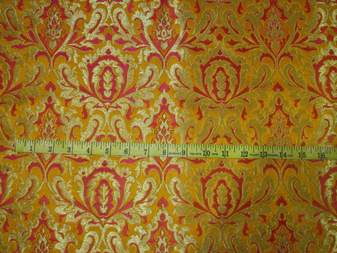 Heavy Brocade fabric mango gold/pink x metallic gold color 36&quot;