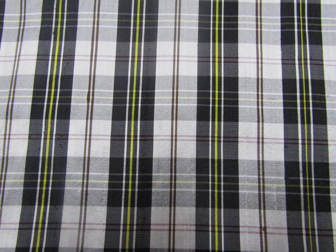 100% silk dupion multi color plaids fabric 54&quot; wide