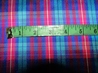 100% silk dupion blue and pink plaids fabric 54" wide DUPNEWC3[4]