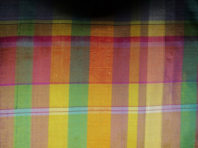 100% silk dupion multi color Plaids fabric 54" wide