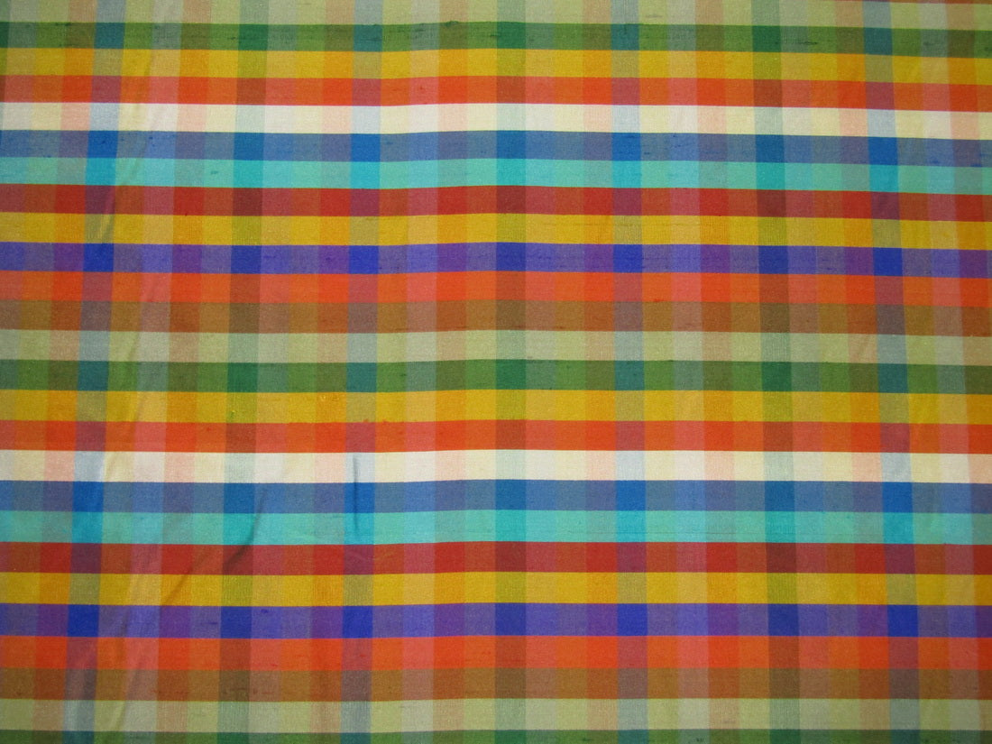 100% SILK Dupioni MULTI color Plaids FABRIC 54" wide DUPC110[1]