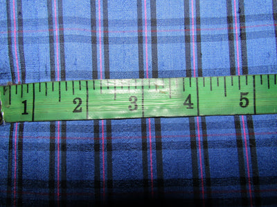 100% silk dupion fabric blue and pink PLAIDS 54" wide DUPNEWC4[6]