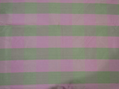100% SILK Dupioni PASTEL PINK AND GREEN color plaids FABRIC 54" wide DUPC110[3]