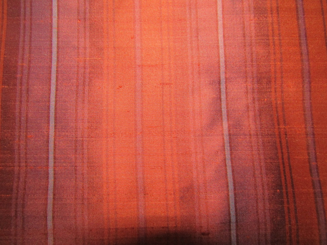 100% silk dupion fabric rust and red stripes 54&quot; wide