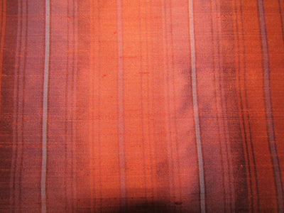 100% silk dupion fabric rust and red stripes 54&quot; wide