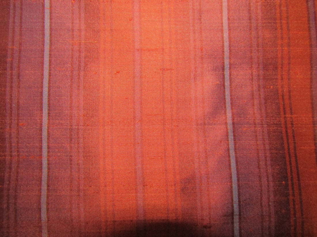 100% silk dupion fabric rust and red stripes 54&quot; wide