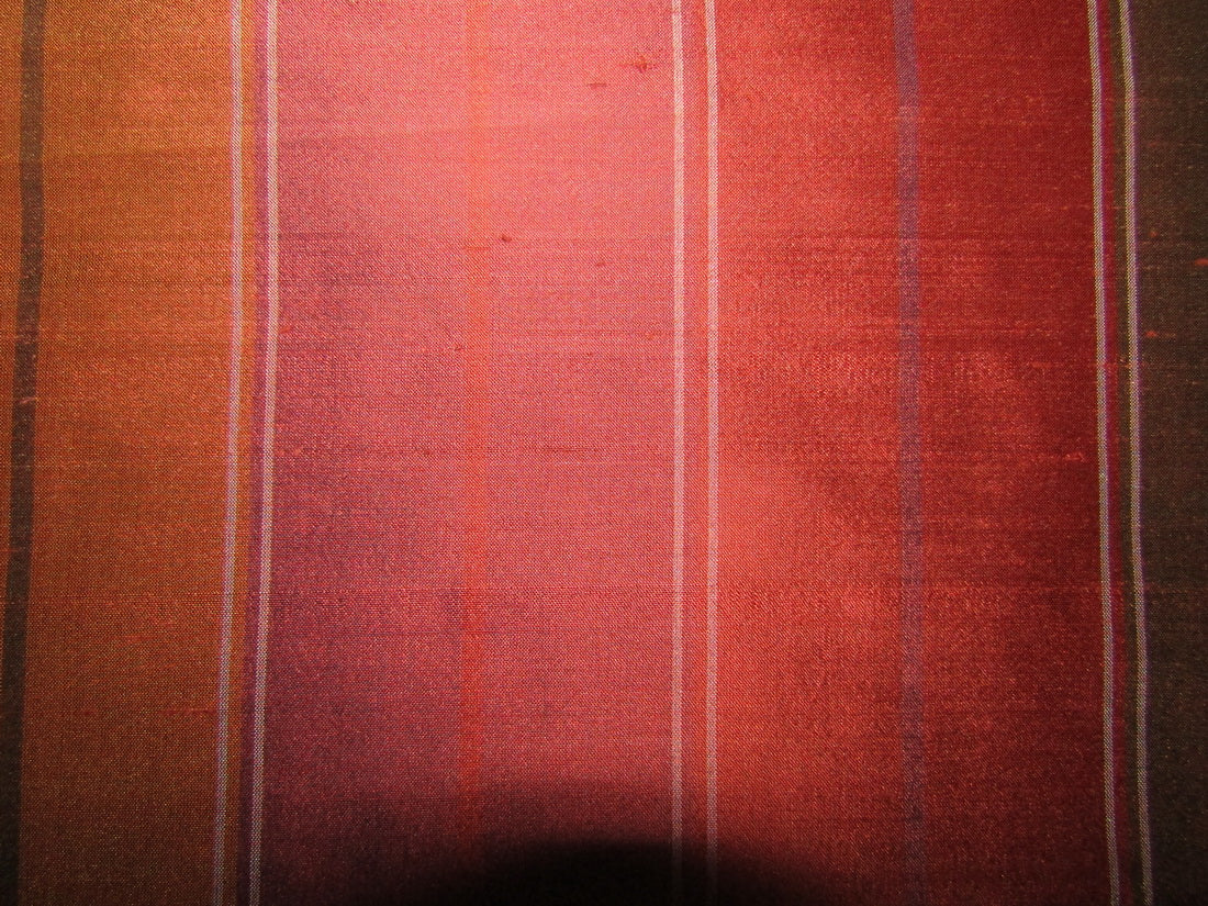 100% silk dupion fabric rust stripes 54&quot; wide