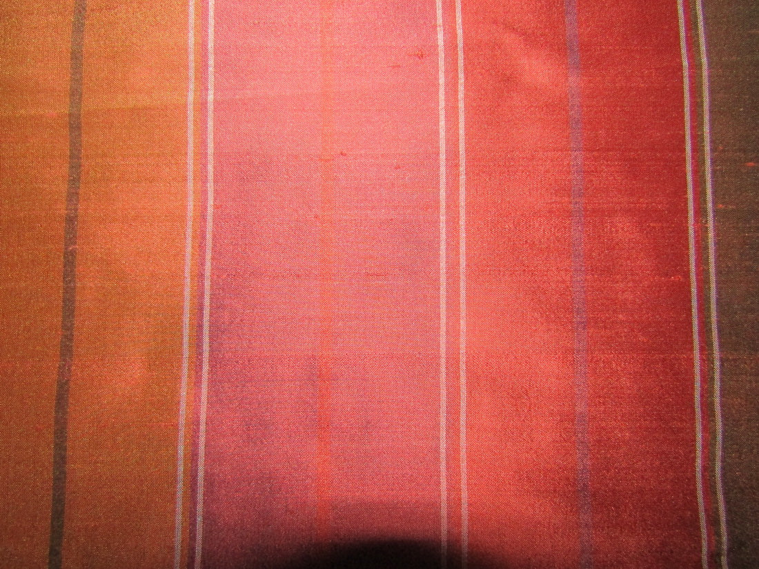 100% silk dupion fabric rust stripes 54&quot; wide