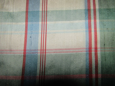 100% silk dupion fabric pastel multi color plaids 54&quot; wide