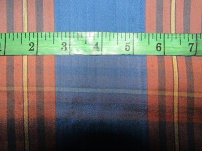 100% silk dupion brown blue black Plaids fabric 54" wide DUPNEWC17[2]