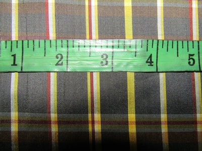 100% silk dupion black and yellow Plaids fabric 54" wide DUPNEWC16[3]