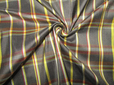 100% silk dupion black and yellow Plaids fabric 54" wide DUPNEWC16[3]