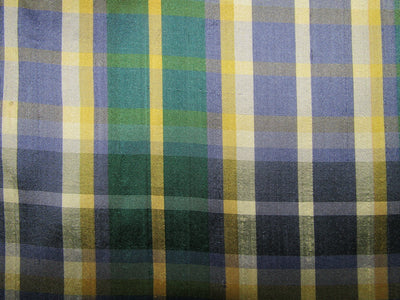 100% silk dupion blue yellow and green Plaids Fabric 54" wideDUPNEWC16[2]