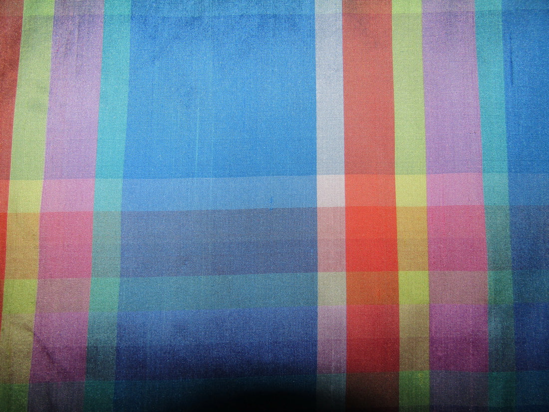 100% silk Dupion fabric multicolor Plaids ~ 54&quot; wide