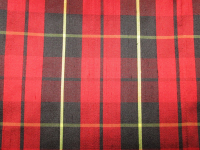 100% silk dupion red black yellow Plaids fabric 54&quot; wide