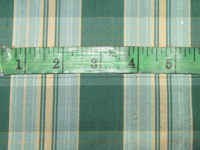 100% silk dupion green and gold Plaids fabric 54&quot; wide