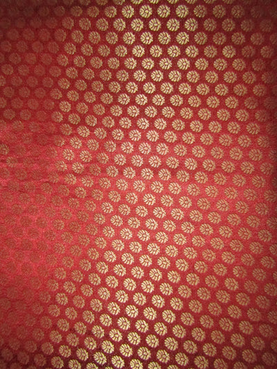 Brocade Fabric WINE x metallic gold color motif 44&quot;